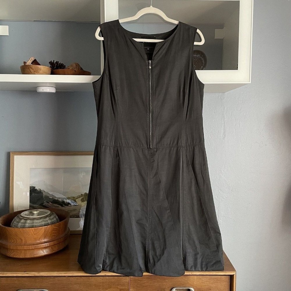 Bitte Kai Rand Front Zip Pleated Sleeves Dress Dark Gray